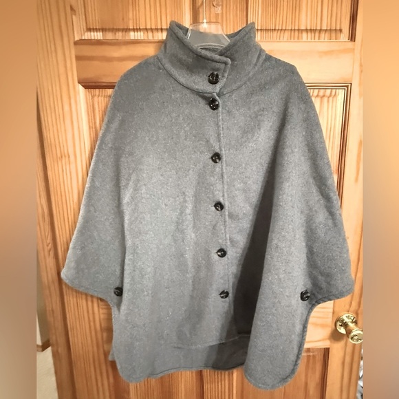 Ann Taylor  Gray Wool Blend Winter Cape Coat – Size M/L, Like New - Picture 1 of 5